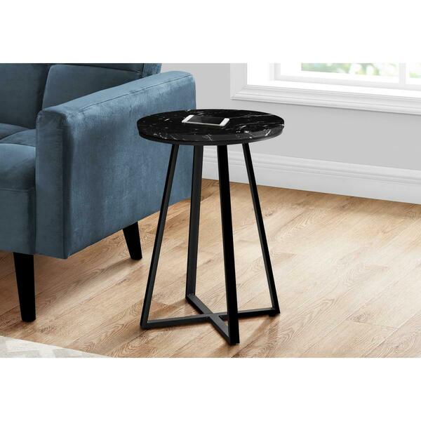 Daphnes Dinnette 22 in. Black Marble & Metal Accent Table DA3061511